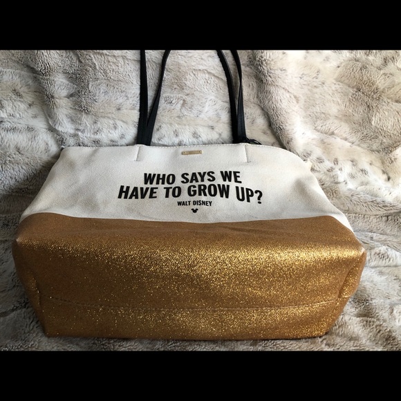 Kate Spade. Disney canvas Sparkle Gold Tote. - Picture 9 of 13